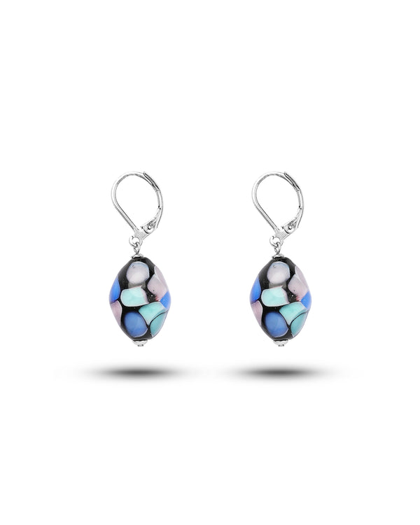 Cercei Mosaico Bleumarin – sticlă de Murano
