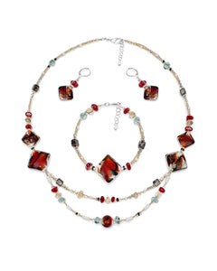Set Gabriela Roșu – colier, brățară și cercei din sticlă de Murano