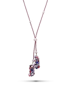 Colier lung Linda Mov – sticlă de Murano