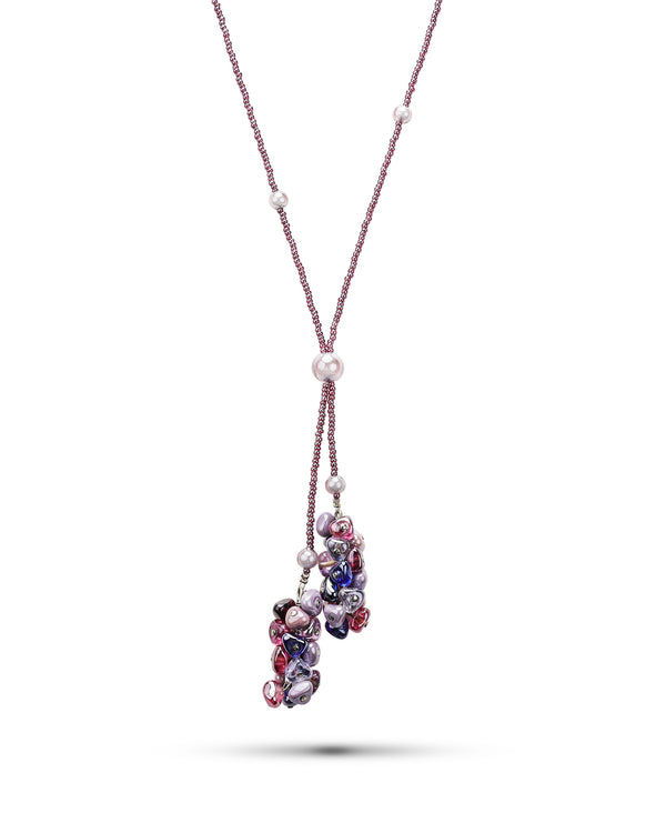 Colier lung Linda Mov – sticlă de Murano