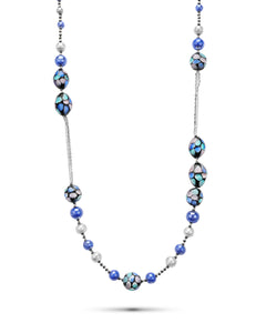 Colier lung Mosaico Bleumarin – sticlă de Murano