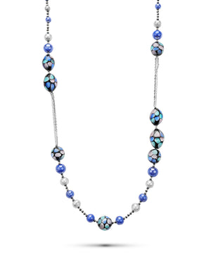 Colier lung Mosaico Bleumarin – sticlă de Murano