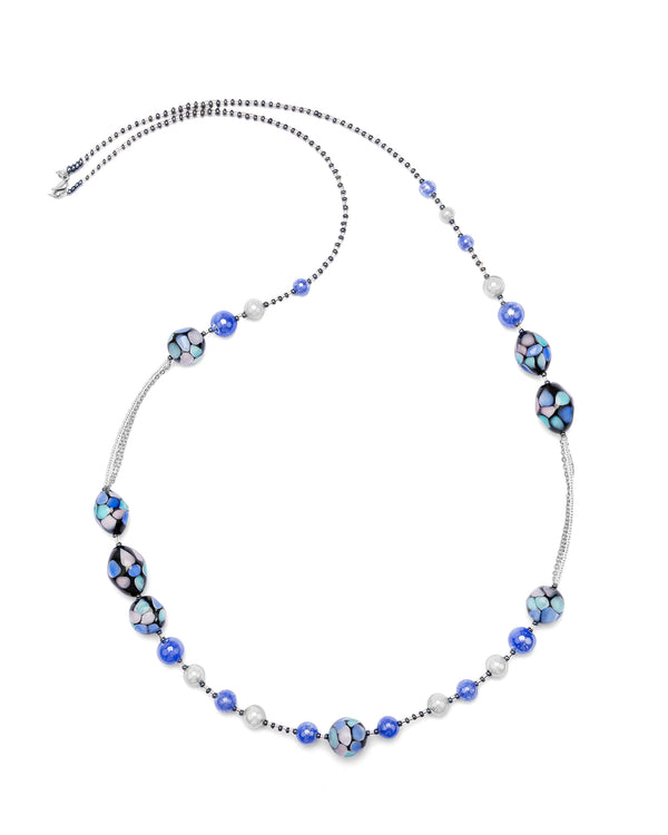 Colier lung Mosaico Bleumarin – vedere de sus