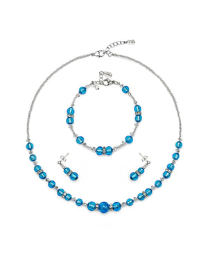 Set Disney Albastru – colier, brățară și cercei din sticlă de Murano