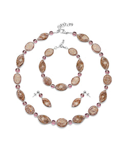 Set Karen Mov – colier, brățară și cercei din sticlă de Murano