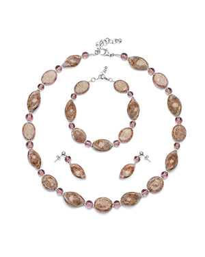 Set Karen Mov – colier, brățară și cercei din sticlă de Murano