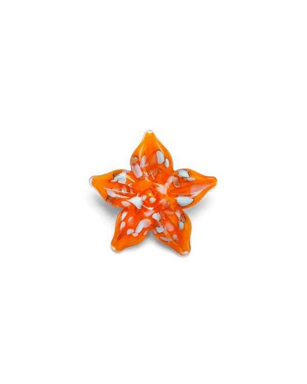 Brosă Floare Portocalie – brosă floare din sticlă de Murano